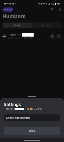 You actively have to cancel the subscription for a phone number.
