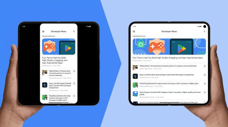 Android 16 wants developers to adapt apps to large screen devices (Image source: Google)