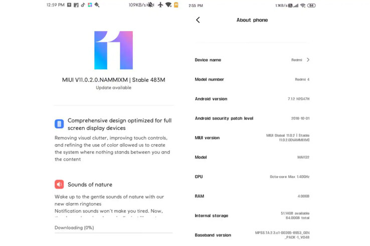 The alleged update description screen for the Redmi 4 MIUI 11 update. (Source: NDTV)