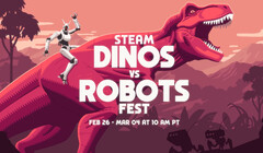 Steam&#039;s Dinos vs. Robots Fest is slated to bring game deals on a bunch of stellar titles from recent years. (Image source: Steam on YouTube)