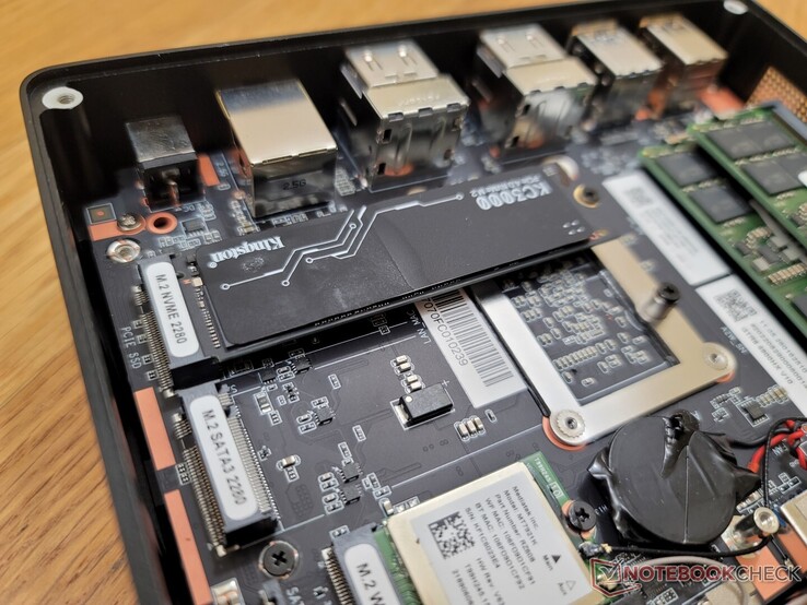 System can support one M.2 2280 PCIe4 x4 NVMe SSD and one slower M.2 2280 SATA III SSD