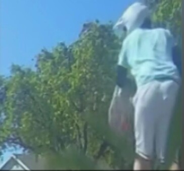 The hidden cameras can be dropped off in seconds, like this Chino Hills suspect on a scooter has done. (Source: KTLA)