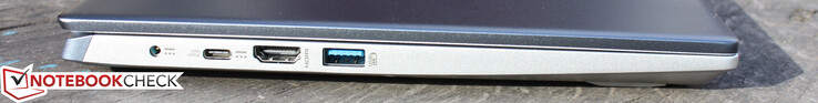 Left: AC adapter (barrel plug), USB Type-C 3.1 w/ PD and DisplayPort, HDMI, USB-A 3.1
