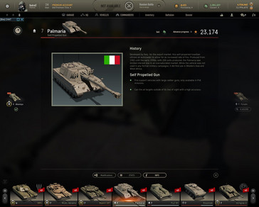 Armored Warfare - Palmaria SPG info (Source: Own)