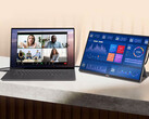 The new 16-inch OLED display has a launch price of €299.90 in the EU. Pictured: a promo picture showing the portable monitor connected to a laptop.