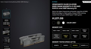Corsair Vengeance 64GB DDR5 RAM kit current price. (Image Source: Corsair)