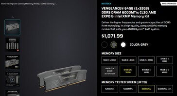 Corsair Vengeance 64GB DDR5 RAM kit current price. (Image Source: Corsair)