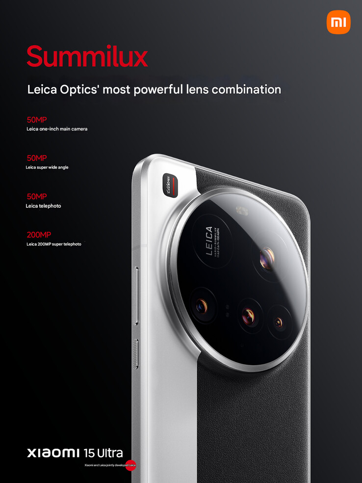 Rear camera configuration of Xiaomi 15 Ultra (Image source: Xiaomi - machine translated)