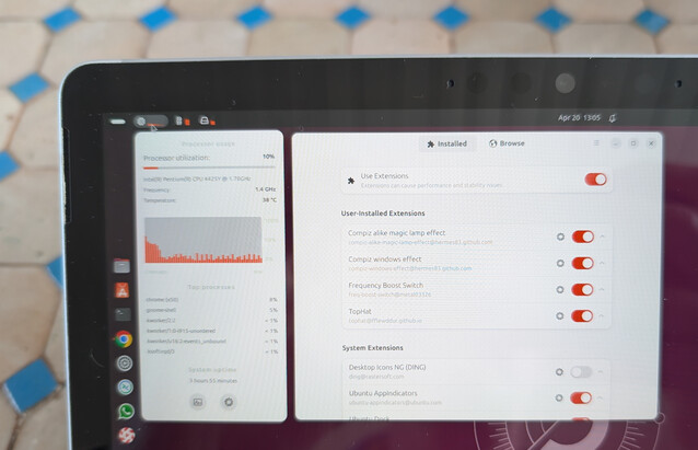 The Gnome Extension Manager allows you to install some useful tweaks (Image Source: Notebookcheck)
