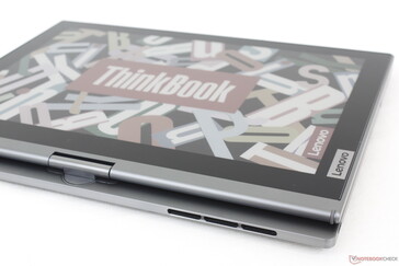 Laptop in normal closed position showing the E Ink secondary display
