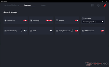 The GPU MUX switch is toggled via the General Settings menu. A system restart is required