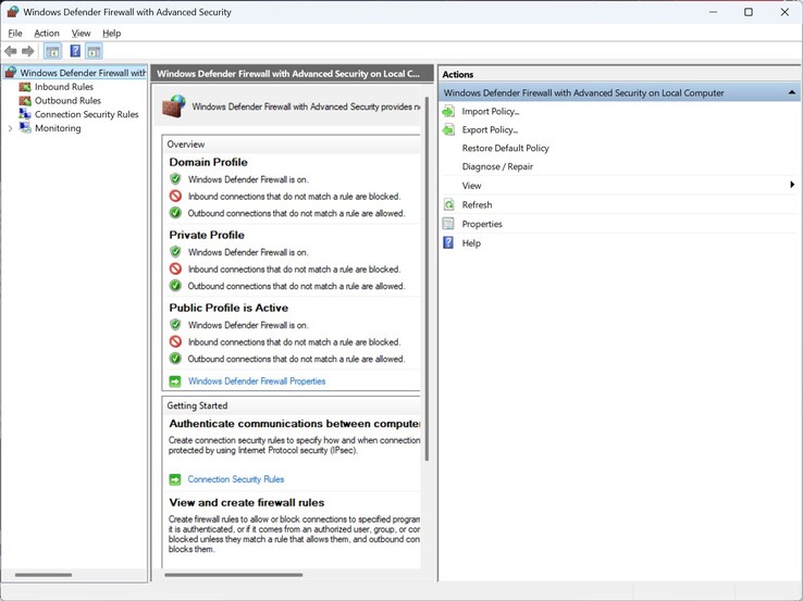 Windows Defender Firewall with Advanced Security