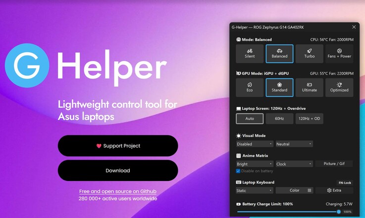 The G-Helper web page (Image source: Screenshot, g-helper.com)