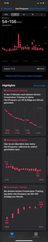 Heart frequency in the Health app