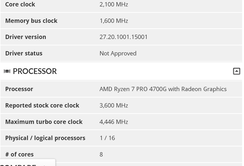 Ryzen 7 PRO 4700G specs (Image Source: 3DMark)