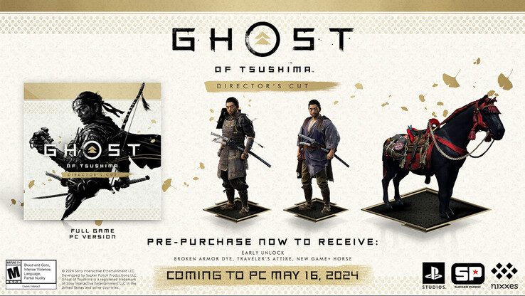 Ghost of Tsushima Director's Cut pre-order bonuses (image via PlayStation)