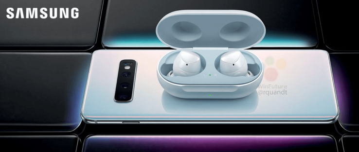 S10+ reverse wireless charging Samsung Galaxy Buds. (Source: Twitter/Roland Quandt)