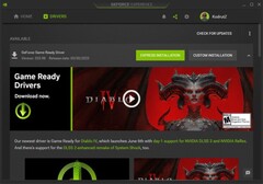 Nvidia GeForce Game Ready Driver 535.98 notification in GeForce Experience (Source: Own)