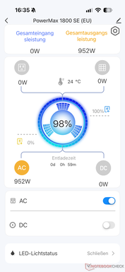 Overview with power flow and AC/DC switch