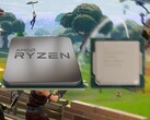 The AMD Ryzen 7 5700G offers much faster performance over the Intel Core i7-10700 in games like Fortnite. (Image source: AMD/Intel/Epic - edited)