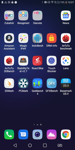 A look at some of the pre-installed apps and our test apps