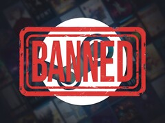 Steam logo and games with banned stamp (Image source: Steam with edits)