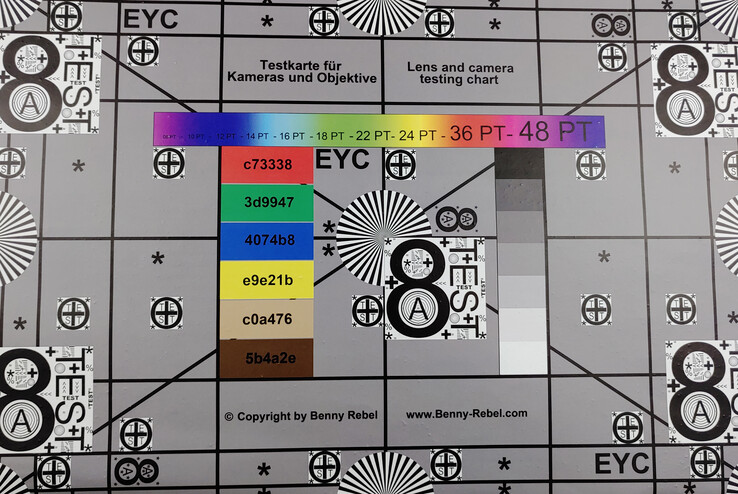 A photo of our test chart under controlled lighting conditions