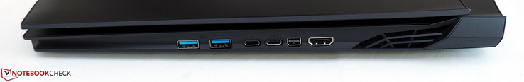 right: 2x USB-A 3.0, Thunderbolt 3, USB-C 3.1 Gen2, Mini-DisplayPort 1.3, HDMI 2.0