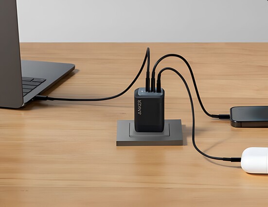 The Anker Prime fast charger packs dual USB-C and a single USB-A port. (Image source: Anker)