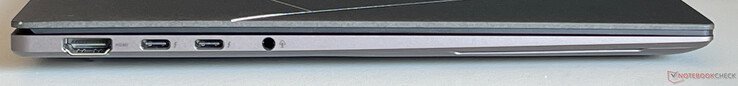 Left: HDMI 2.1 TDMS, 2x USB-C 4.0 with Thunderbolt 4 (40 Gbit/s, DisplayPort ALT mode, Power Delivery)