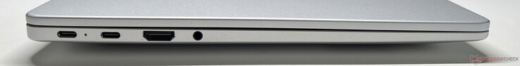 Left: 2x USB-C 3.2 Gen.2 (10 Gbit/s, DisplayPort ALT mode 1.4, Power Delivery), HDMI 2.1, 3.5 mm audio