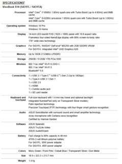 Asus VivoBook S14 S431FL and S431FA specs. (Source: Asus)