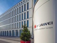 Huawei office building in Duesseldorf, first Huawei 5G phone coming at MWC 2019