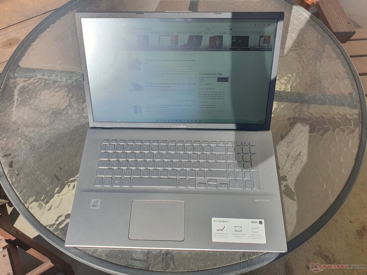 Using the laptop outdoors (indirect sunlight)