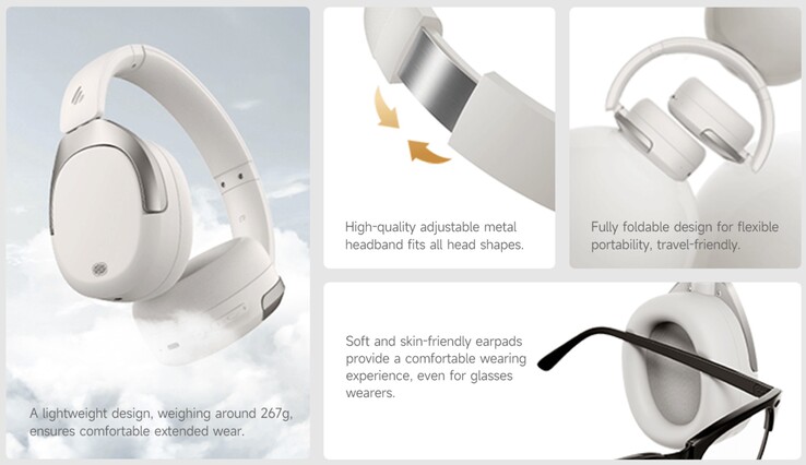 The Edifier W830NB has comfortable ear pads that accommodate eyeglass and sunglass wearers. (Image source: Edifier)