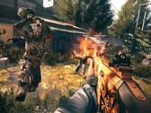 Shooting zombies in Dying Light.