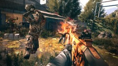 Shooting zombies in Dying Light.