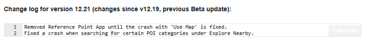 The change log for Garmin beta update version 12.21. (Image source: Garmin)