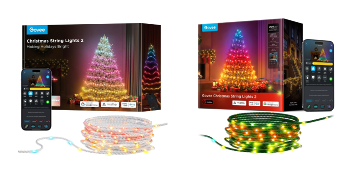 The old (left) and new (right) versions of the Govee Christmas String Lights 2. (Image source: Govee)