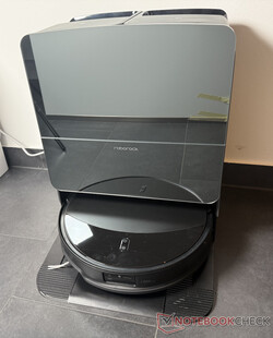 The Roborock Saros 10 being charged