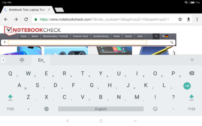 Using the keyboard in landscape mode