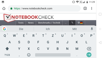 Using the default keyboard in landscape mode