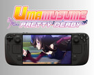 Umamusume: Pretty Derby running on the Steam Deck OLED with logo (Image source: Cygames, Steam with edits)