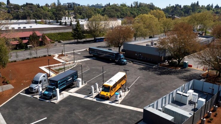 Test MCS charging station for electric trucks and buses in Portland (image: CharIN)