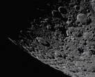 An image showing the surface of the Moon.