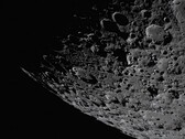 An image showing the surface of the Moon.
