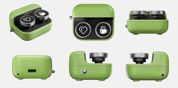 The Boox Tappy looks like a miniature retro typewriter with its bright color and large round buttons.