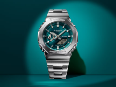 The Casio G-Steel GM2110D-3A1 with a blue-green dial, pictured. (Image source: Casio)