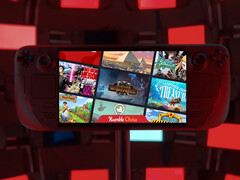 November 2025 Choice will be available throughout this month. Pictured: Steam Deck with the games collection. (Image source: Valve and Humble Bundle - edited)