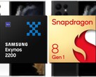 The Samsung Exynos 2200 and the Snapdragon 8 Gen 1 seem evenly matched in Geekbench CPU performance. (Image source: Samsung/Qualcomm/@Ishanagarwal - edited)